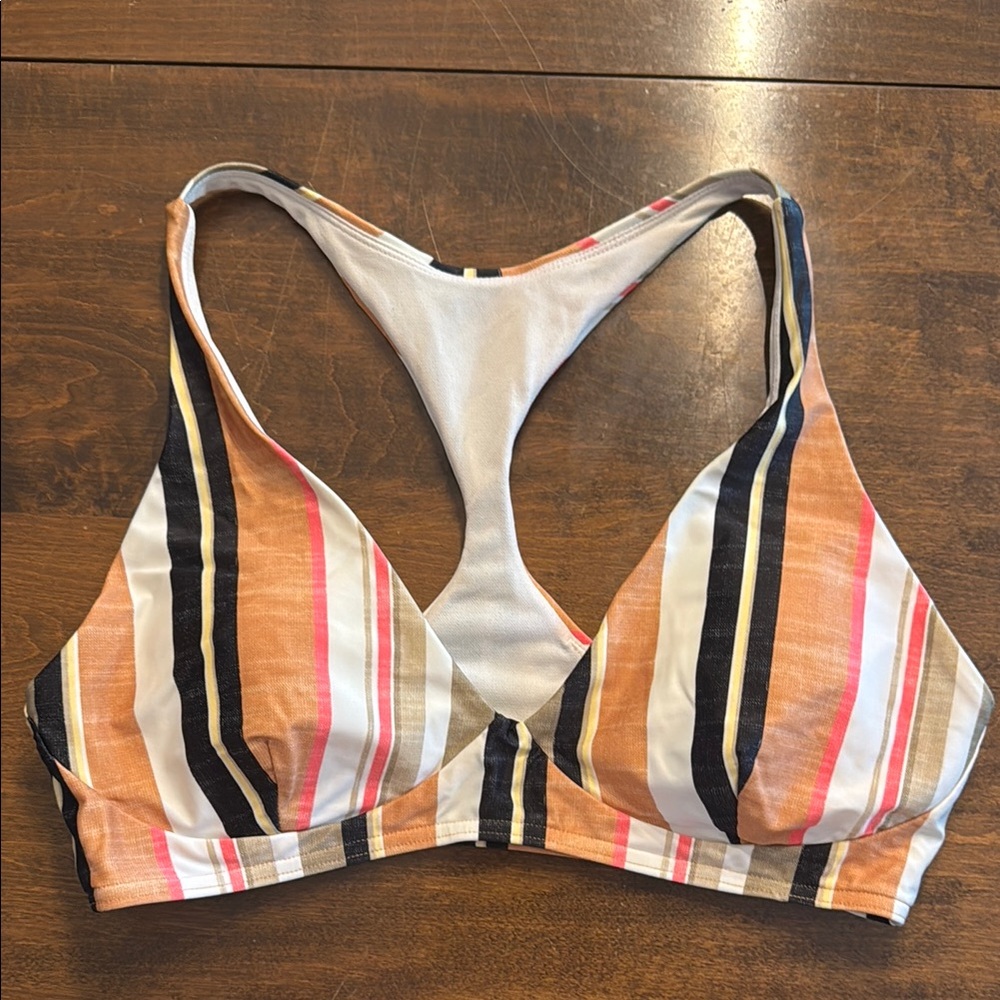 Prana Orange and Black Bikini Top Swimwear